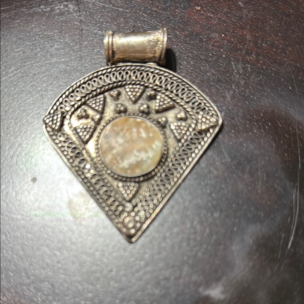 Antique Silver Toned Pendant Protection, Amulet Medieval Pendant